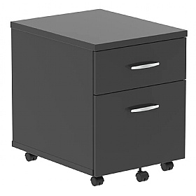 Raven Black Rectangular Office Desk With Mobile Pedestal