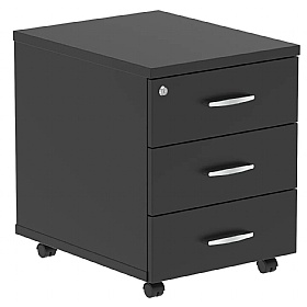 Raven Black Rectangular Office Desk With Mobile Pedestal