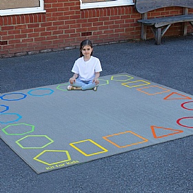 Essentials Rainbow Geometric Border Carpet