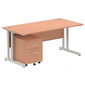 Focus Rectangular Office Desk With Mobile Pedestal