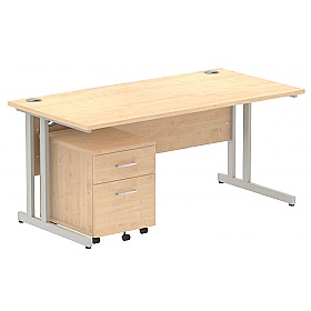 Focus Rectangular Office Desk With Mobile Pedestal