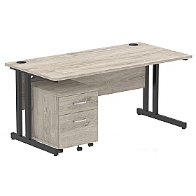 Focus Rectangular Office Desk With Mobile Pedestal
