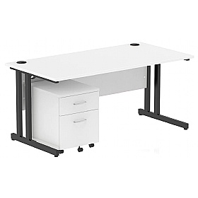 Focus Rectangular Office Desk With Mobile Pedestal