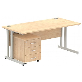 Focus Rectangular Office Desk With Mobile Pedestal