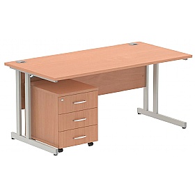 Focus Rectangular Office Desk With Mobile Pedestal