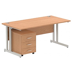 Focus Rectangular Office Desk With Mobile Pedestal