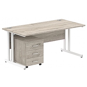 Focus Rectangular Office Desk With Mobile Pedestal