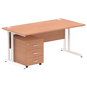Focus Rectangular Office Desk With Mobile Pedestal