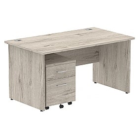 Impulse Panel End Rectangular Office Desk With Mobile Pedestal