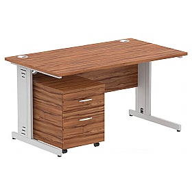 Syndicat Rectangular Cable Managed Office Desk With Mobile Pedestal