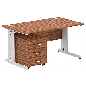 Syndicat Rectangular Cable Managed Office Desk With Mobile Pedestal