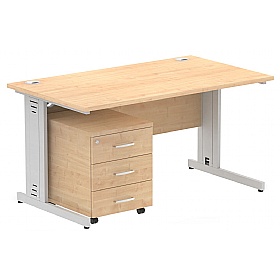 Syndicat Rectangular Cable Managed Office Desk With Mobile Pedestal
