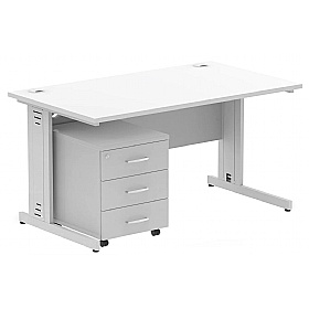 Syndicat Rectangular Cable Managed Office Desk With Mobile Pedestal