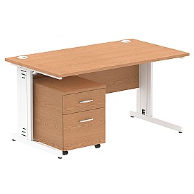 Syndicat Rectangular Cable Managed Office Desk With Mobile Pedestal