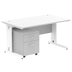 Syndicat Rectangular Cable Managed Office Desk With Mobile Pedestal