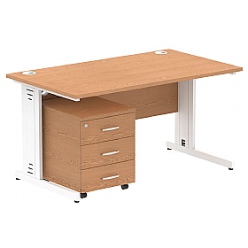 Syndicat Rectangular Cable Managed Office Desk With Mobile Pedestal