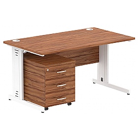 Syndicat Rectangular Cable Managed Office Desk With Mobile Pedestal