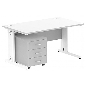 Syndicat Rectangular Cable Managed Office Desk With Mobile Pedestal