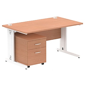 Syndicat Rectangular Cable Managed Office Desk With Mobile Pedestal