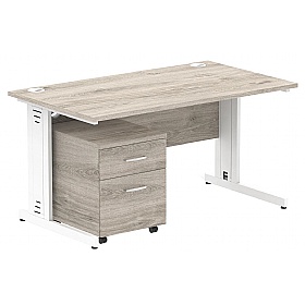 Syndicat Rectangular Cable Managed Office Desk With Mobile Pedestal