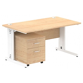Syndicat Rectangular Cable Managed Office Desk With Mobile Pedestal