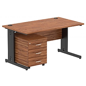 Syndicat Rectangular Cable Managed Office Desk With Mobile Pedestal