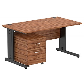 Syndicat Rectangular Cable Managed Office Desk With Mobile Pedestal