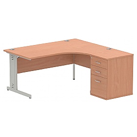 Syndicat Ergonomic Radial Office Desks with Desk End Drawers