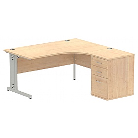 Syndicat Ergonomic Radial Office Desks with Desk End Drawers