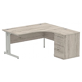 Syndicat Ergonomic Radial Office Desks with Desk End Drawers