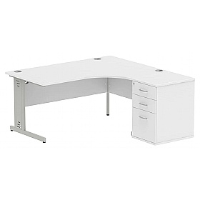 Syndicat Ergonomic Radial Office Desks with Desk End Drawers