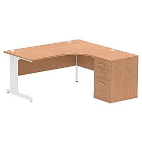 Syndicat Ergonomic Radial Office Desks with Desk End Drawers