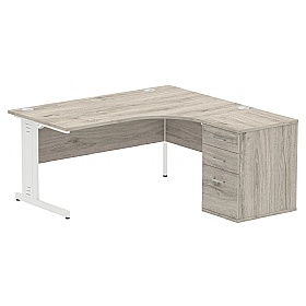 Syndicat Ergonomic Radial Office Desks with Desk End Drawers