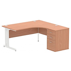 Syndicat Ergonomic Radial Office Desks with Desk End Drawers