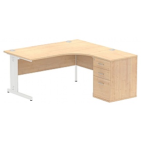 Syndicat Ergonomic Radial Office Desks with Desk End Drawers