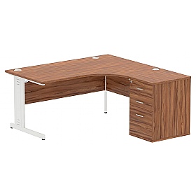 Syndicat Ergonomic Radial Office Desks with Desk End Drawers