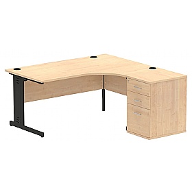 Syndicat Ergonomic Radial Office Desks with Desk End Drawers