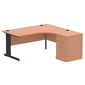 Syndicat Ergonomic Radial Office Desks with Desk End Drawers