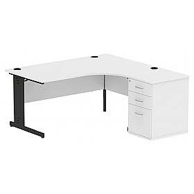 Syndicat Ergonomic Radial Office Desks with Desk End Drawers