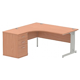 Syndicat Ergonomic Radial Office Desks with Desk End Drawers
