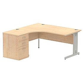 Syndicat Ergonomic Radial Office Desks with Desk End Drawers
