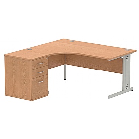 Syndicat Ergonomic Radial Office Desks with Desk End Drawers