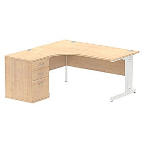 Syndicat Ergonomic Radial Office Desks with Desk End Drawers