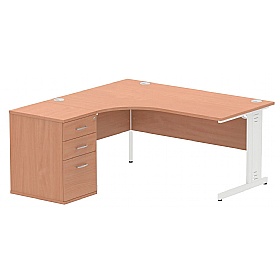 Syndicat Ergonomic Radial Office Desks with Desk End Drawers