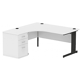 Syndicat Ergonomic Radial Office Desks with Desk End Drawers