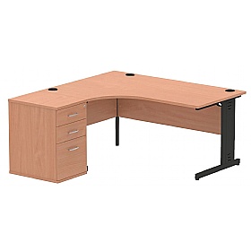 Syndicat Ergonomic Radial Office Desks with Desk End Drawers