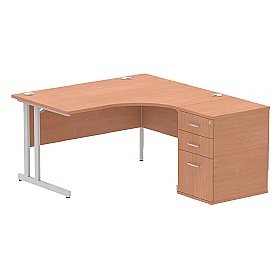Focus Ergonomic Radial Office Desks with Desk End Drawers