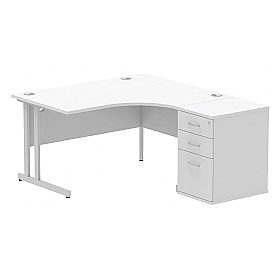 Focus Ergonomic Radial Office Desks with Desk End Drawers