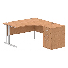 Focus Ergonomic Radial Office Desks with Desk End Drawers