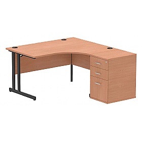 Focus Ergonomic Radial Office Desks with Desk End Drawers